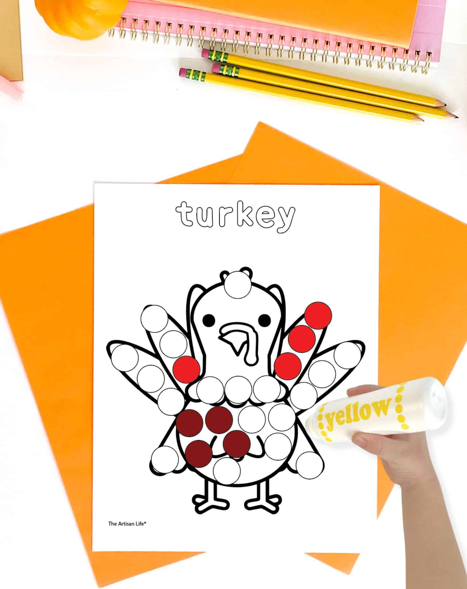 Free Printable Thanksgiving Dot Marker Pages With Vocabulary - The in Turkey Dot Paint Printable