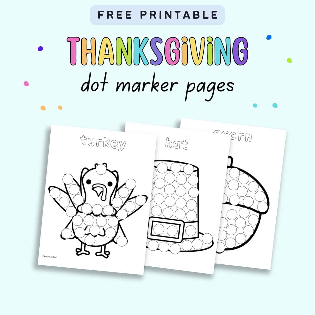 Free Printable Thanksgiving Dot Marker Pages With Vocabulary - The with Turkey Dot Paint Printable
