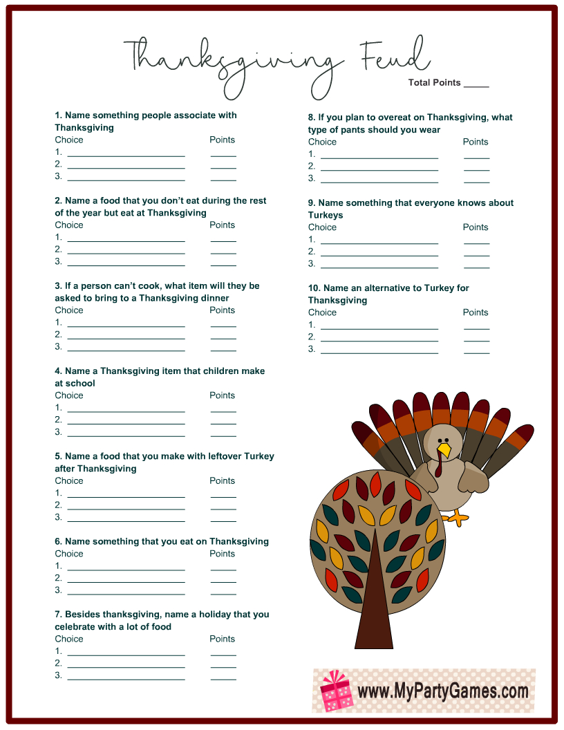 Free Printable Thanksgiving Family Feud Game with regard to Printable Free Thanksgiving Family Feud Questions And Answers