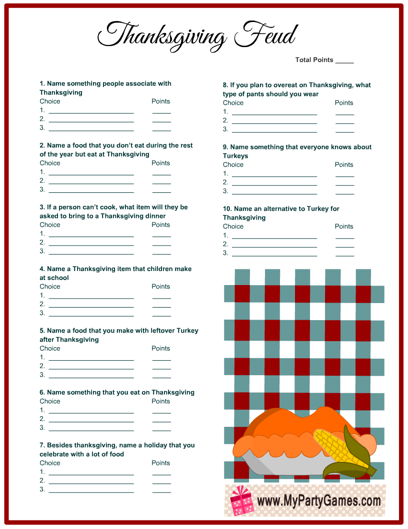 Free Printable Thanksgiving Family Feud Game with regard to Thanksgiving Family Feud Free Printable