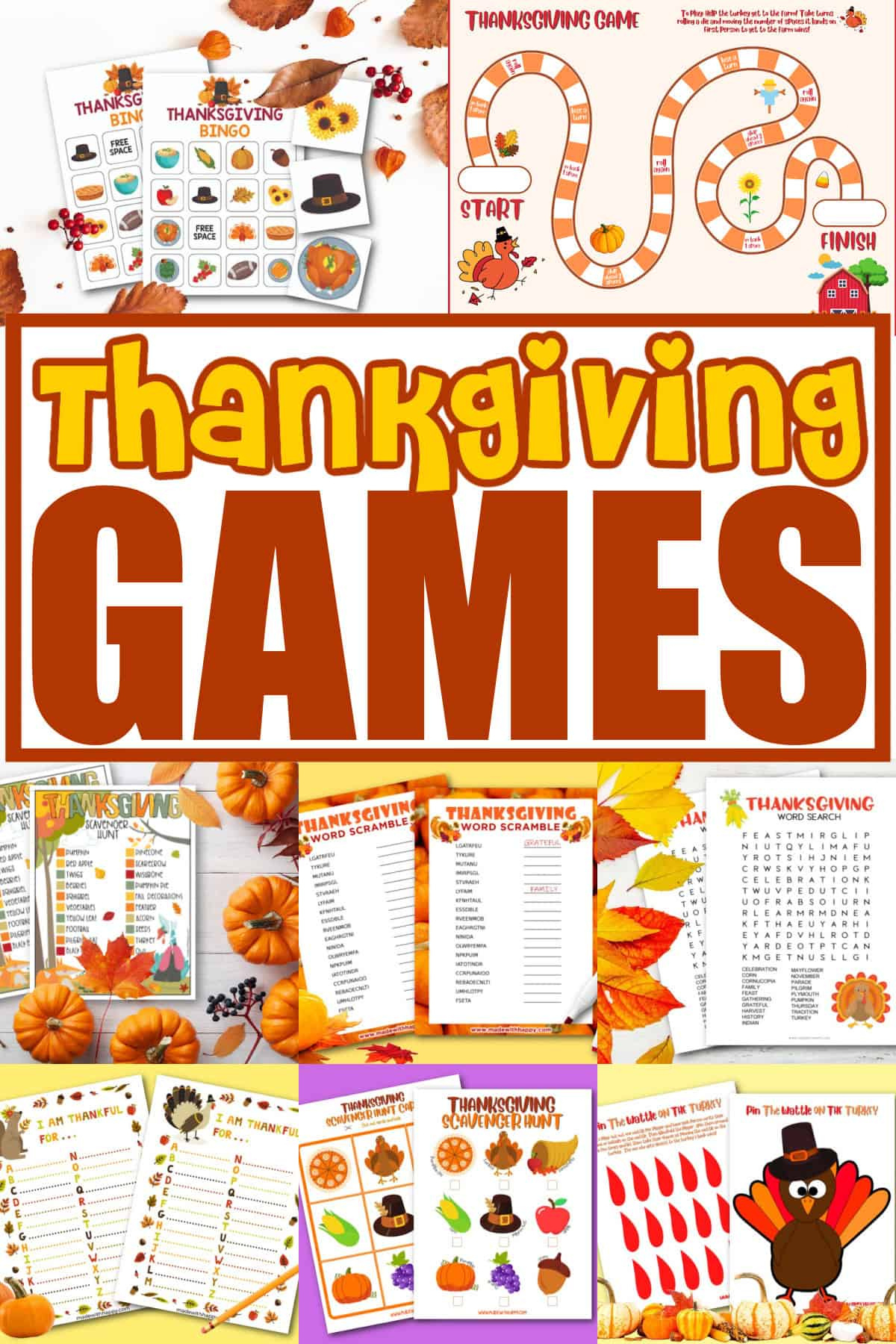 Free Printable Thanksgiving Games - Made With Happy with Free Printable Thanksgiving Games