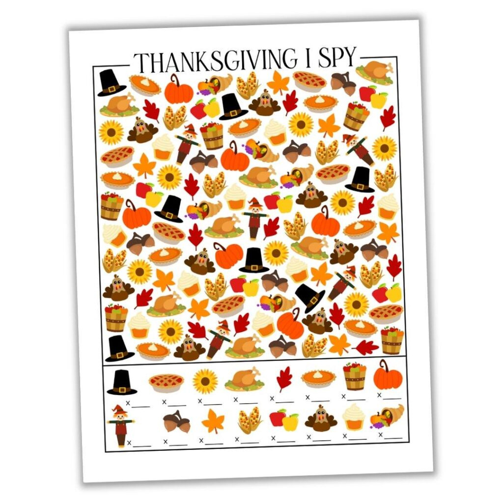 Free Printable Thanksgiving I Spy Sheet (+ Answer Key!) - The regarding I Spy Thanksgiving Printables
