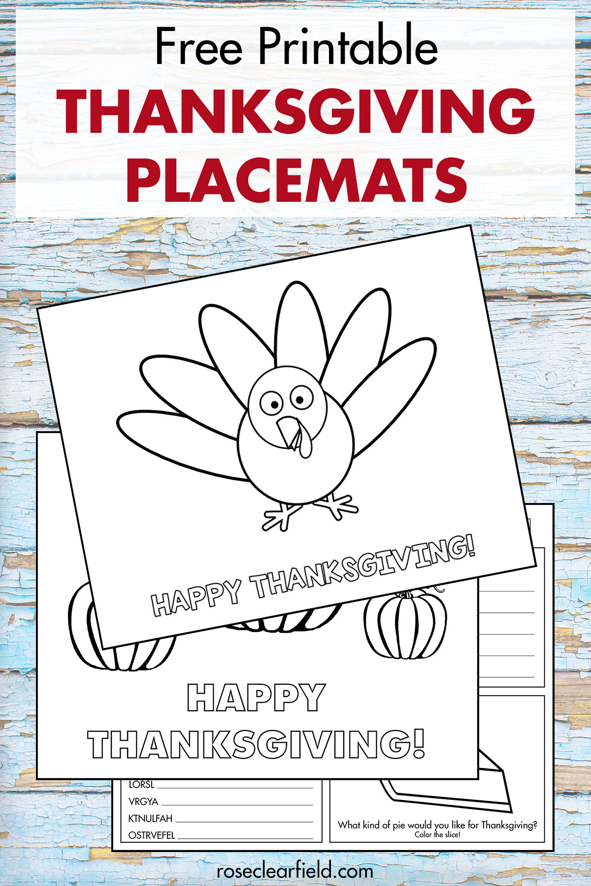 Free Printable Thanksgiving Placemats To Color • Rose Clearfield in Preschool Thanksgiving Placemats Printable