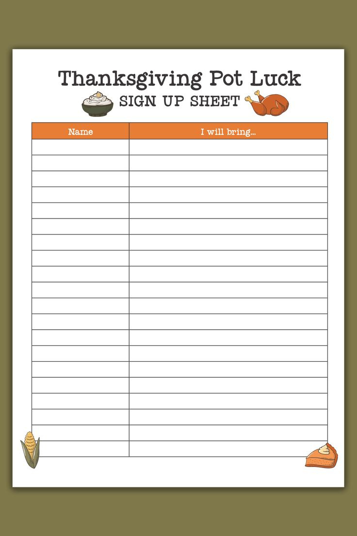 Free Printable Thanksgiving Potluck Sign Up Sheet Set - Google within Free Printable Thanksgiving Potluck Sign Up Sheet