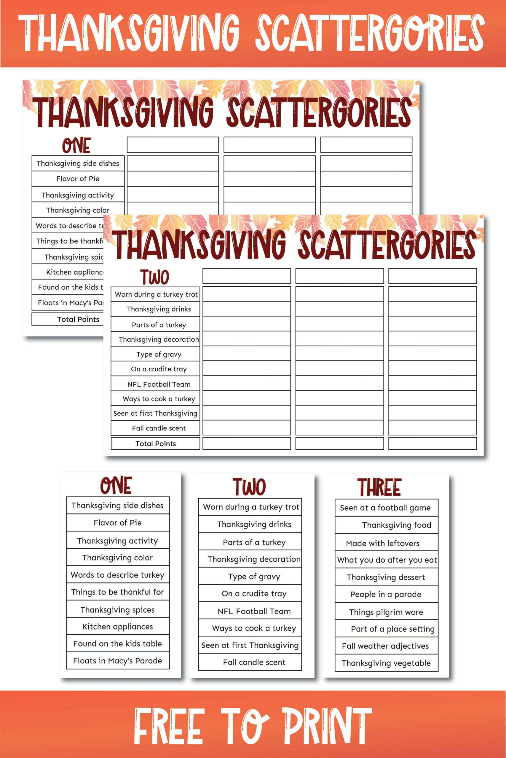 Free Printable Thanksgiving Scattergories Game - Play Party Plan throughout Free Printable Thanksgiving Scattergories Printable