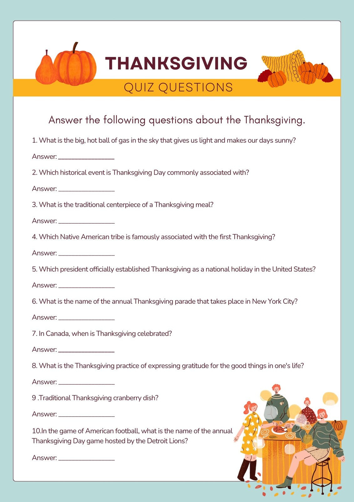 Free Printable Thanksgiving Worksheets For Preschoolers intended for 7 2 Thanksgiving Worksheet Answers