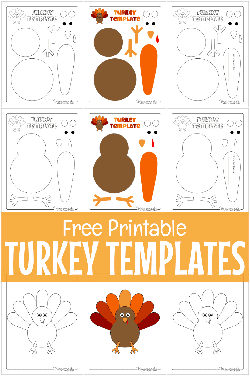 Free Printable Turkey Template For Thanksgiving Crafts with Easy Printable Thanksgiving Crafts