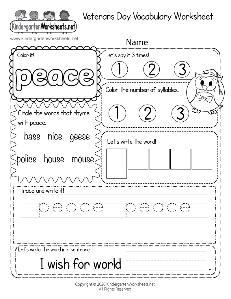 Free Printable Veterans Day Vocabulary Worksheet - Worksheets Library throughout Free Printable Veterans Day Activities