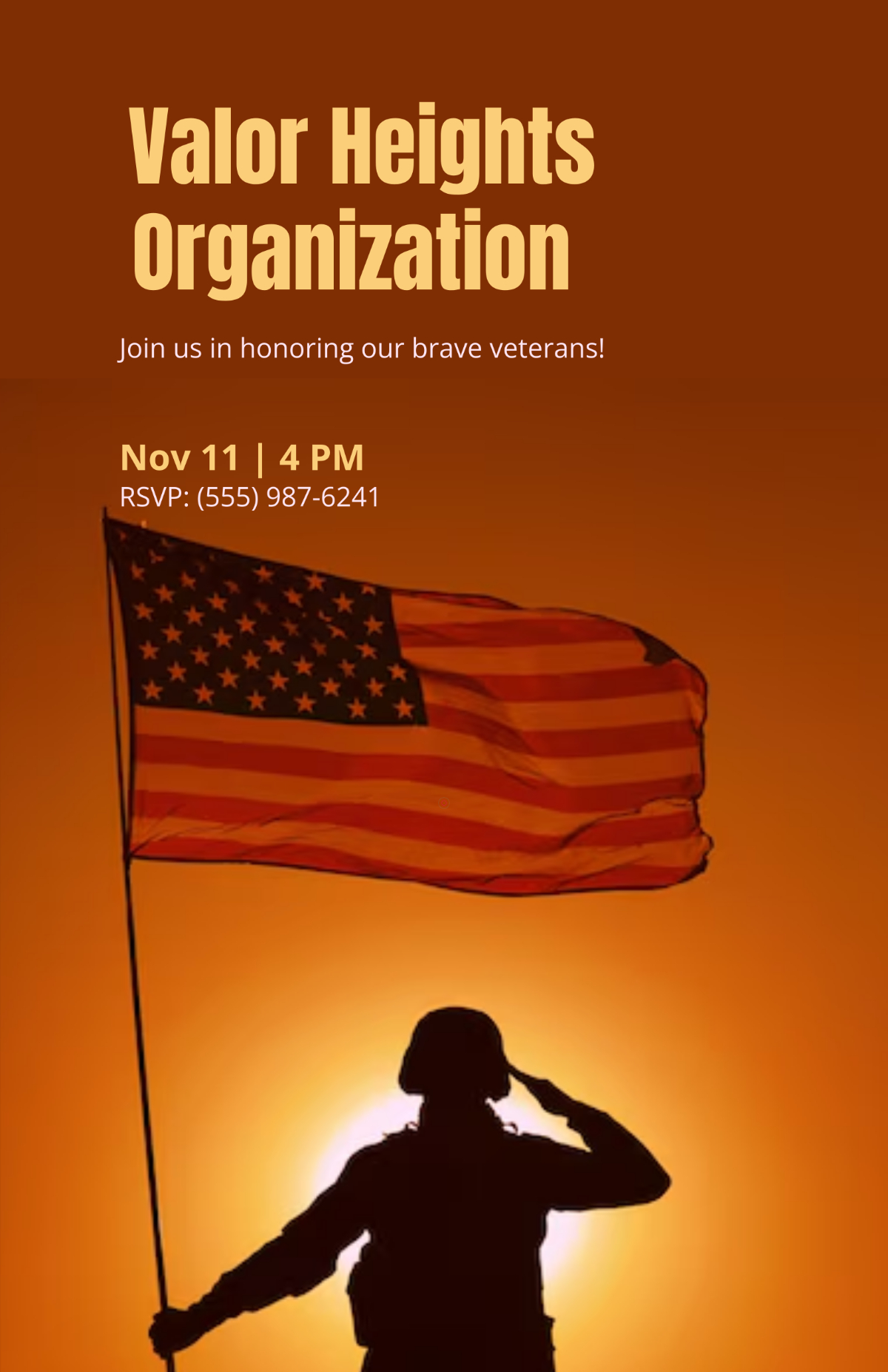 Free Simple Veterans Day Invitation Poster Template To Edit Online with regard to Free Printable Veterans Day Invitations