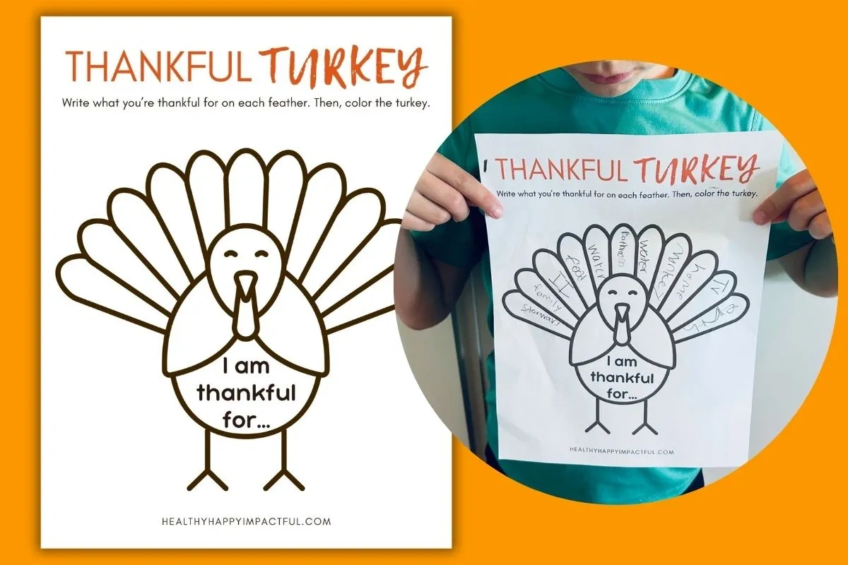 Free Thankful Turkey Printable: A Fun &amp;amp; Easy Gratitude Craft For Kids within I am Thankful For Turkey Feathers Free Printable