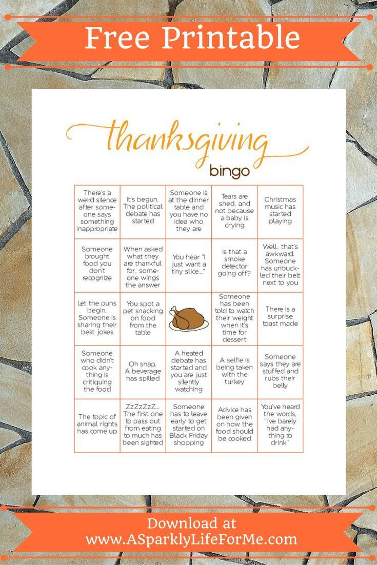 Free Thanksgiving Bingo Game Printable For Adults - A Sparkly Life intended for Printable Adult Thanksgiving Bingo Cards