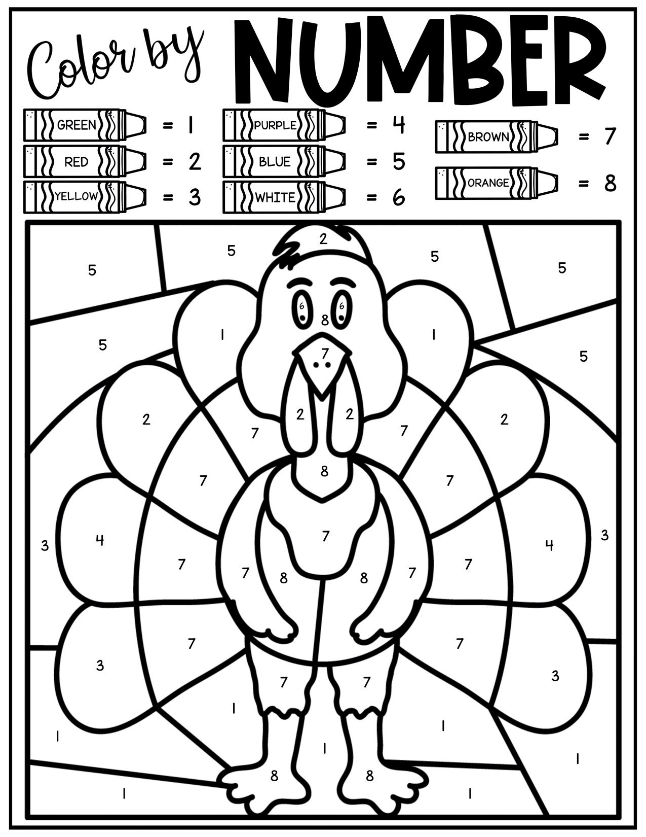 Free Thanksgiving Colornumber Pages - Play Party Plan regarding Free Printable Thanksgiving Color By Number Pages