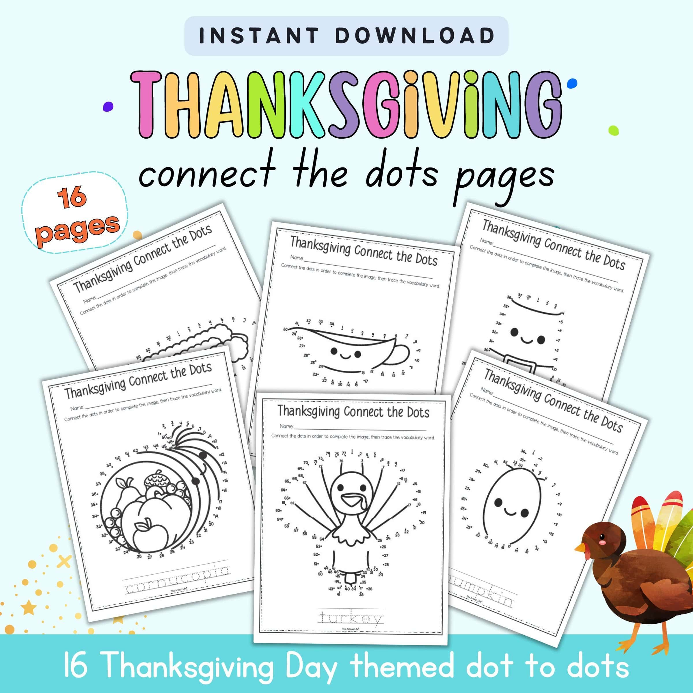 Free Thanksgiving Connect The Dots Printables - The Artisan Life inside Thanksgiving Connect The Dots Printable