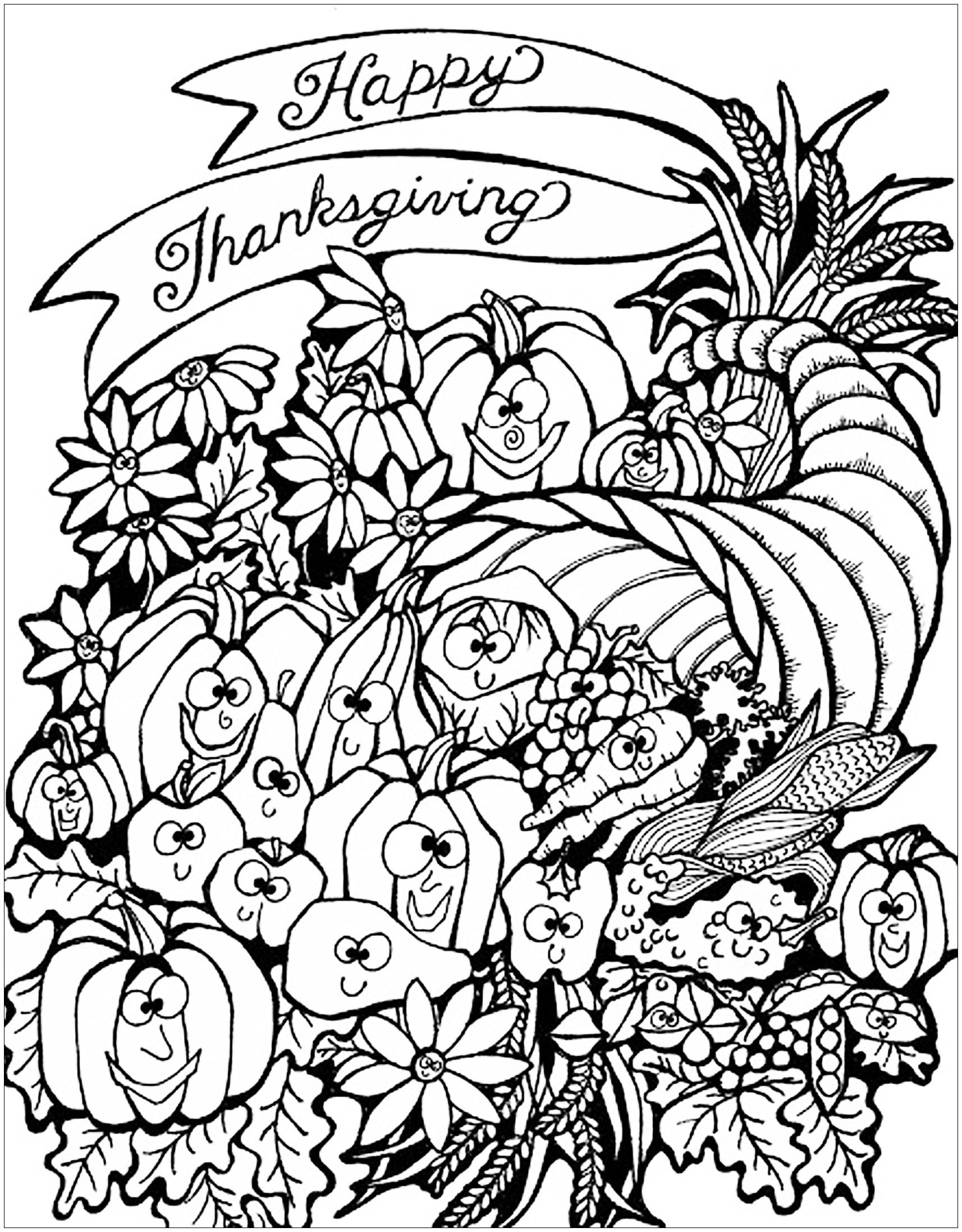 Free Thanksgiving Drawing To Print And Color - Thanksgiving with Free Printable Color Pages For Thanksgiving