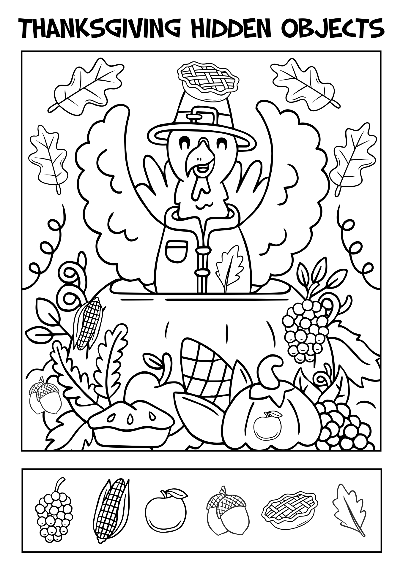 Free Thanksgiving Hidden Picture Worksheet, Download Free for Thanksgiving Hidden Objects Printable