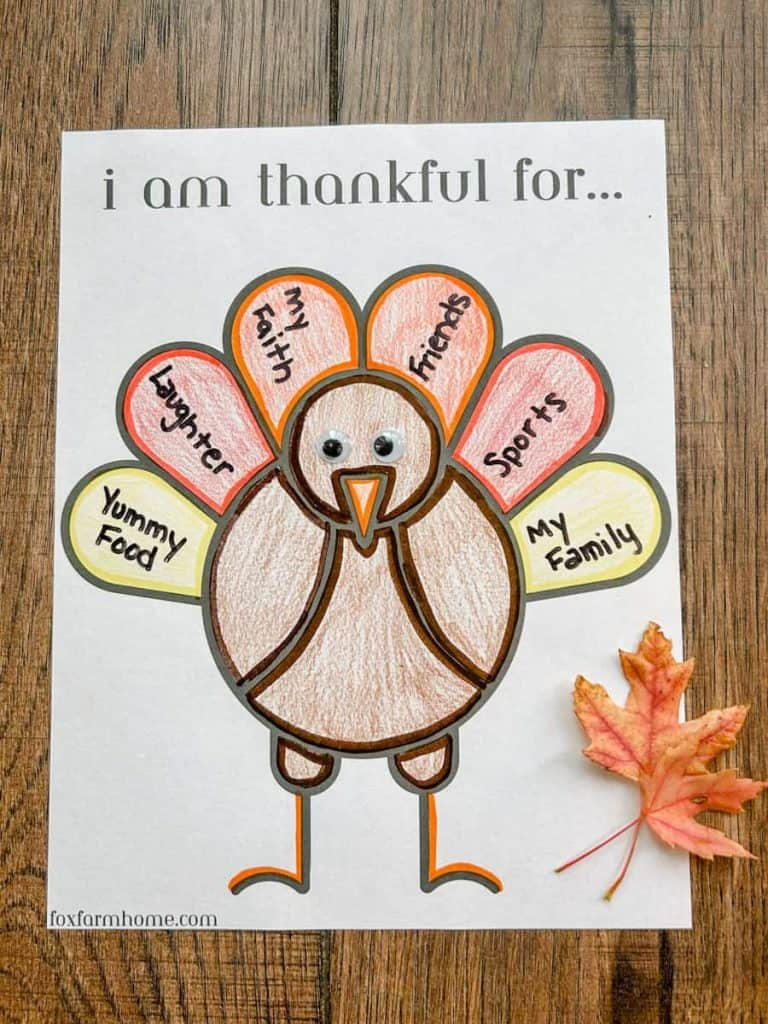 Free Thanksgiving &amp;quot;I Am Thankful For&amp;quot; Printable - Fox Farm Home for Thankful Turkey Craft Printable