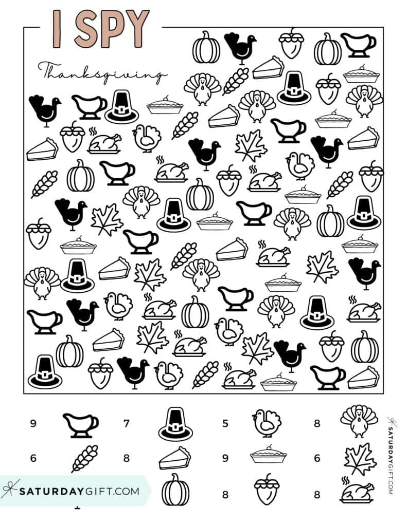 Free Thanksgiving I Spy Printable | Saturdaygift throughout I Spy Thanksgiving Printable