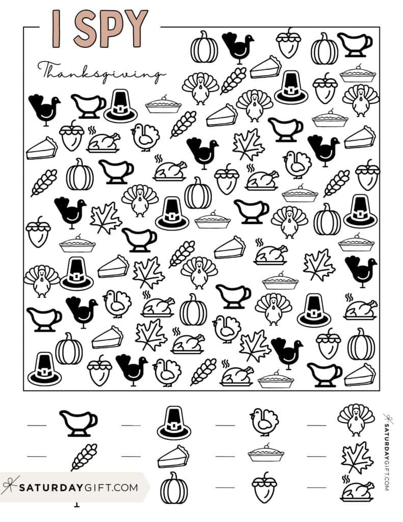 Free Thanksgiving I Spy Printable | Saturdaygift - Worksheets Library regarding Free Thanksgiving Hidden Pictures Printables