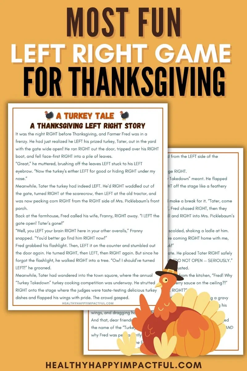 Free Thanksgiving Left Right Game Printable: A Turkey Tale regarding Free Printable Thanksgiving Left Right Game