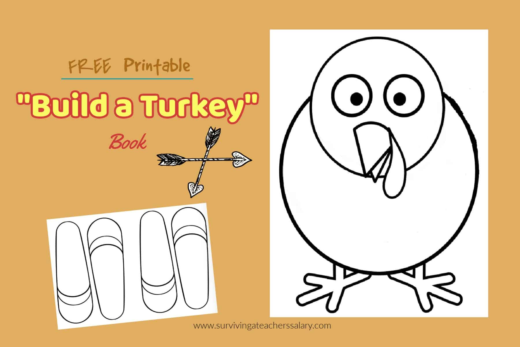Free Thanksgiving Printable Build A Turkey Book Craft For Classrooms intended for Printable Turkey With Feathers