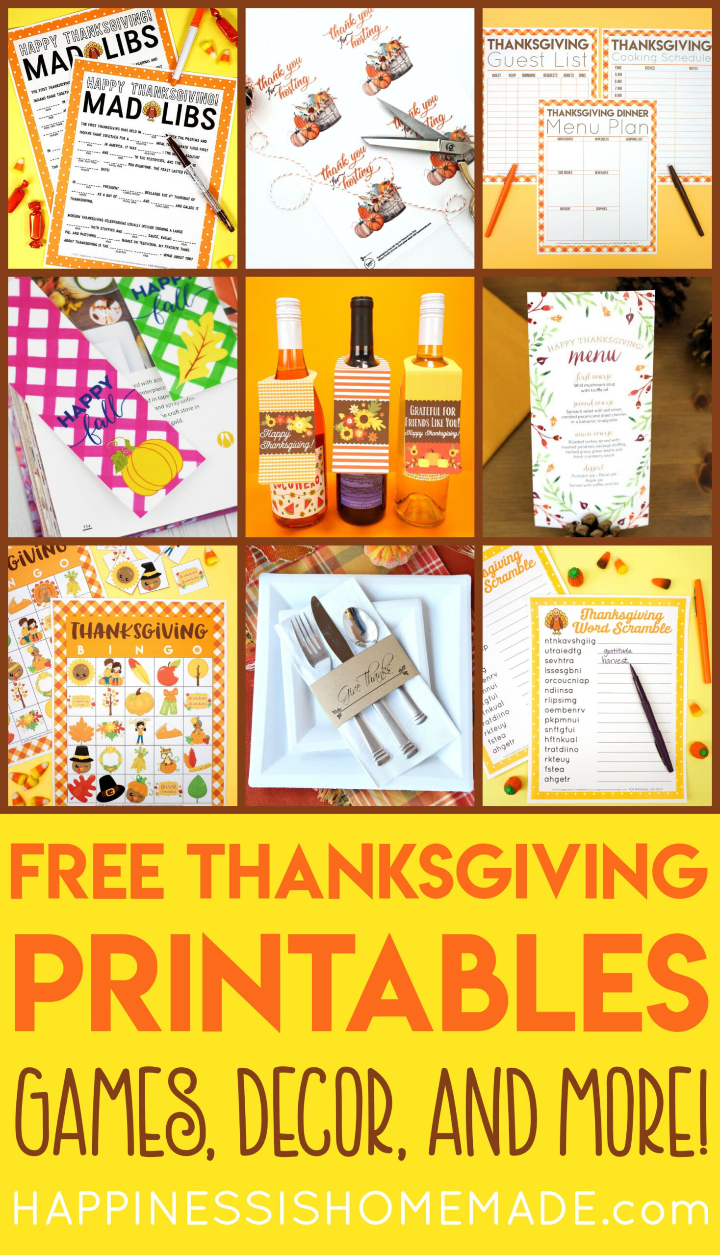 Free Thanksgiving Printables - Happiness Is Homemade pertaining to Free Thanksgiving Printables For Adults