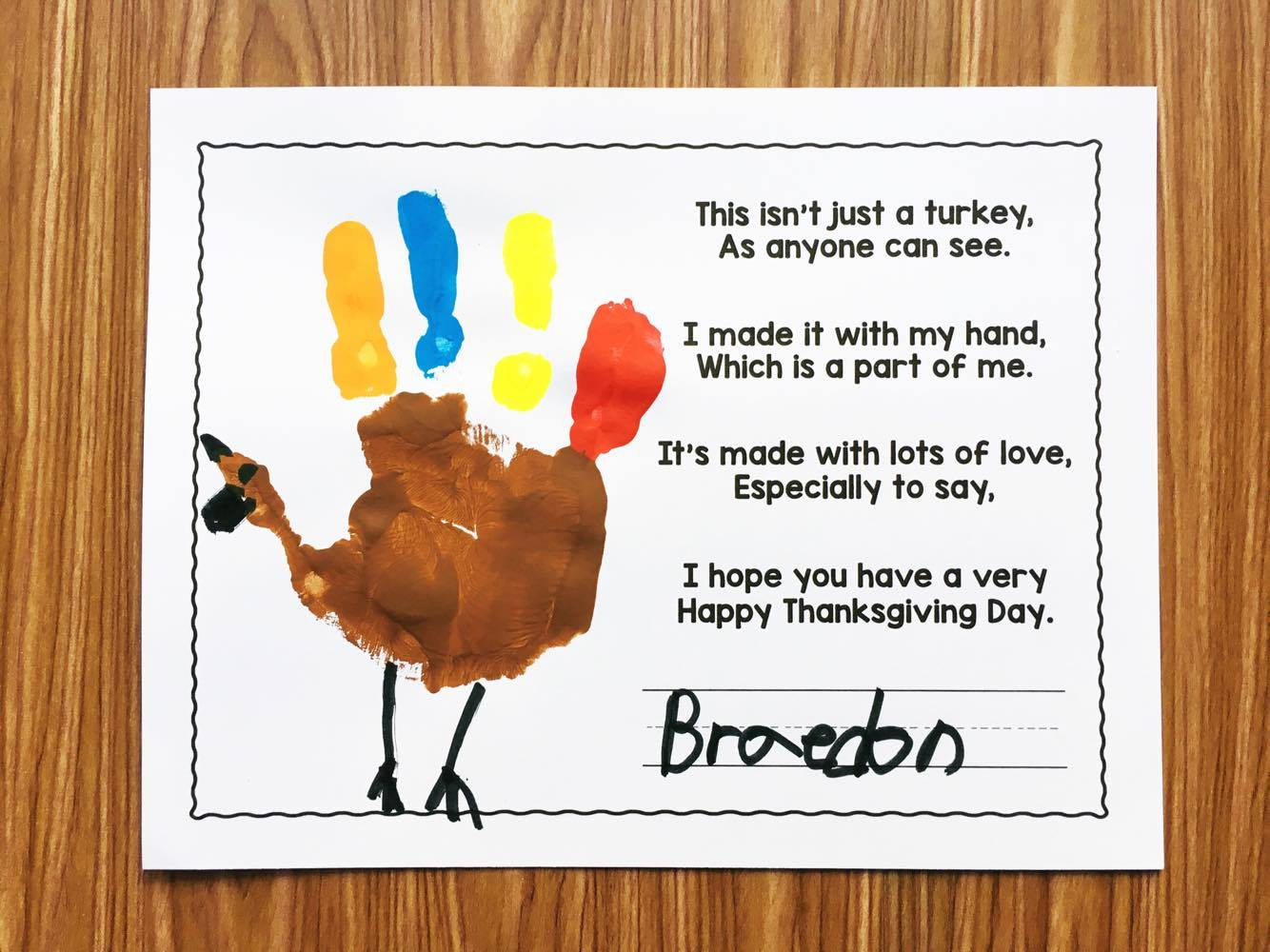 Free Turkey Handprint Poem - Simply Kinder throughout Thanksgiving Preschool Poem