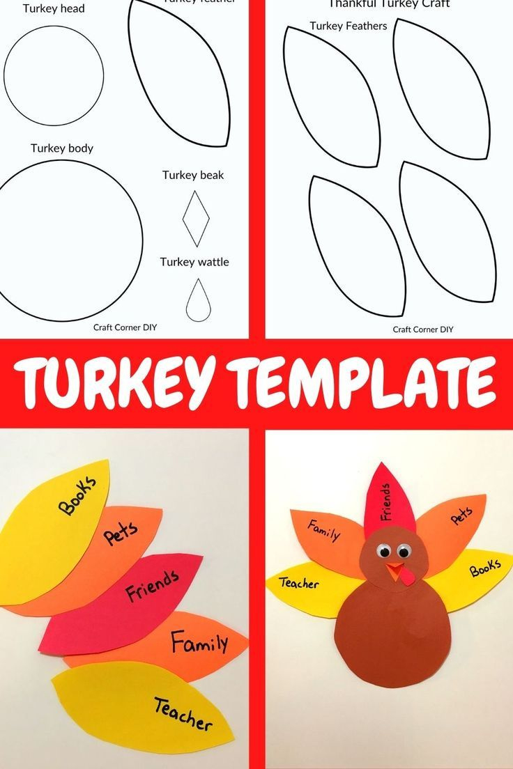 Free Turkey Template Kids Craft with regard to Printable Thanksgiving Turkey Craft
