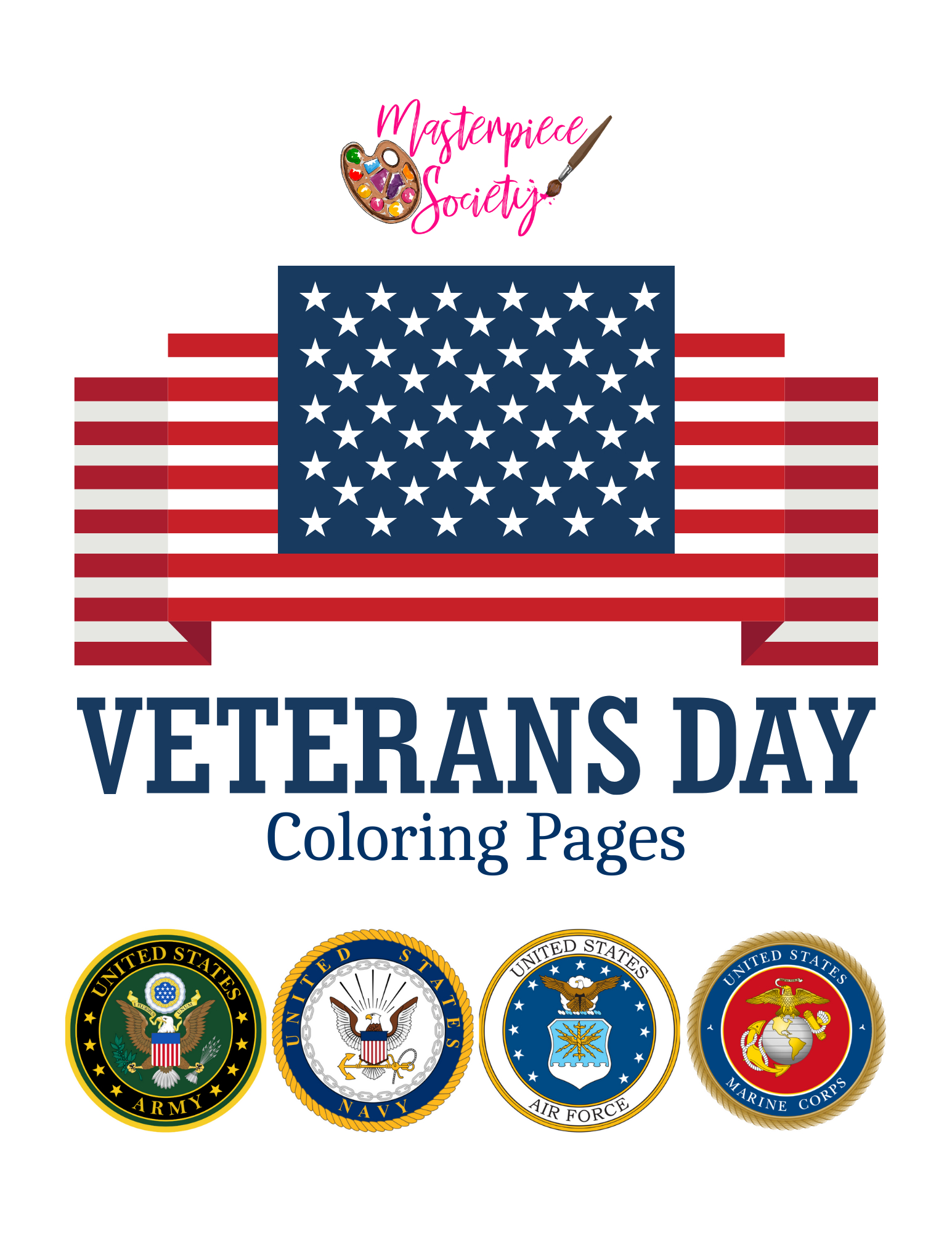 Free Veterans Day Coloring Pages - Masterpiece Society intended for Free Printable Veterans Day Clip Art
