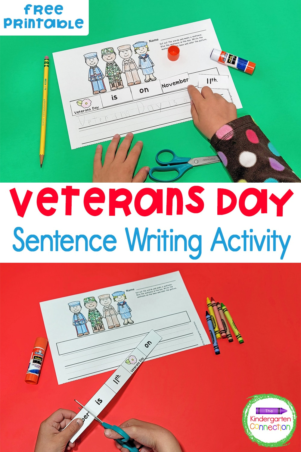 Free Veterans Day Sentence Writing Activity inside Veterans Day Printables For Kindergarten