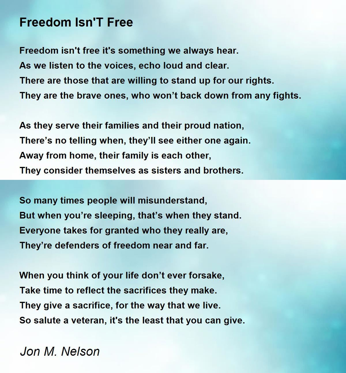 Freedom Isn&amp;#039;T Free - Freedom Isn&amp;#039;T Free Poemjon M. Nelson pertaining to Veterans Day Poem Freedom Is Not Free