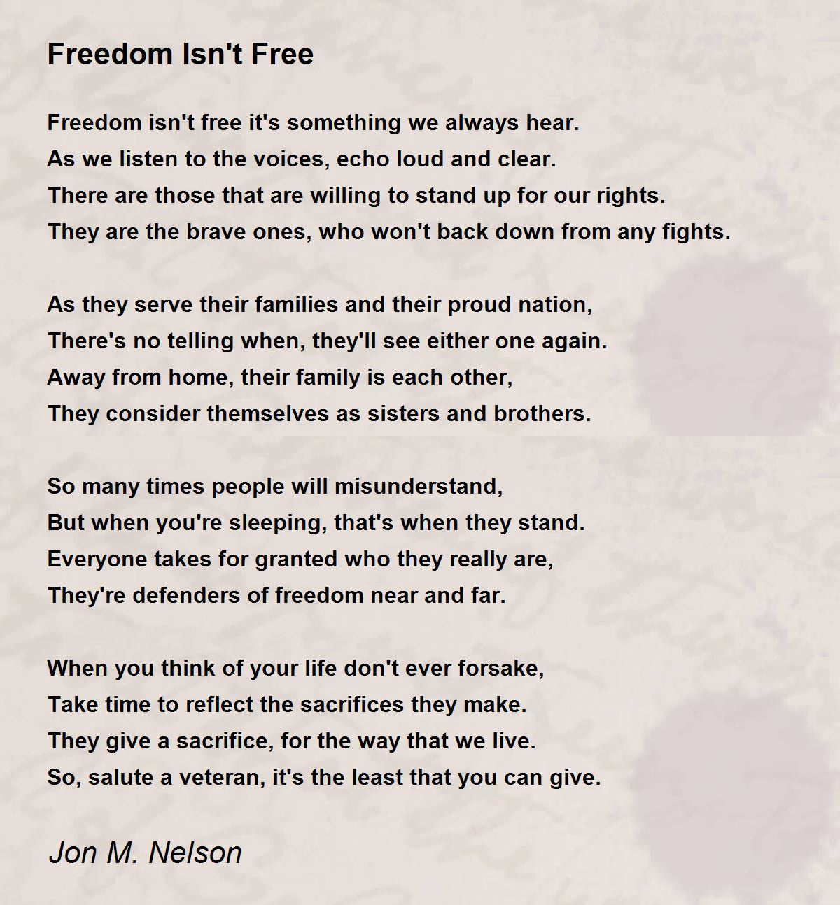 Freedom Isn&amp;#039;T Free - Freedom Isn&amp;#039;T Free Poemjon M. Nelson within Veterans Day Poem Freedom Is Not Free