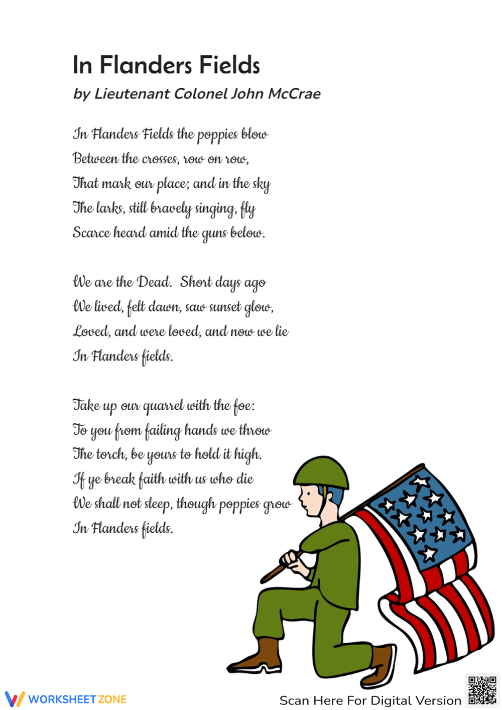 Grade 4 Veterans Day Worksheets intended for Elementary Veterans Day Poem