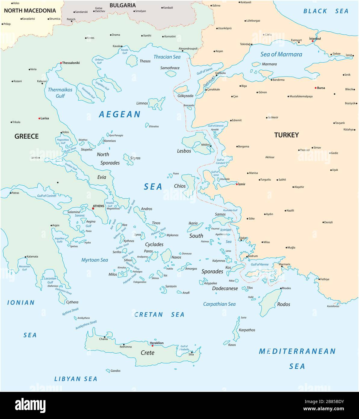 Greece Turkey And Aegean Sea Map Hi-Res Stock Photography And within Printable Map Of Greece And Turkey