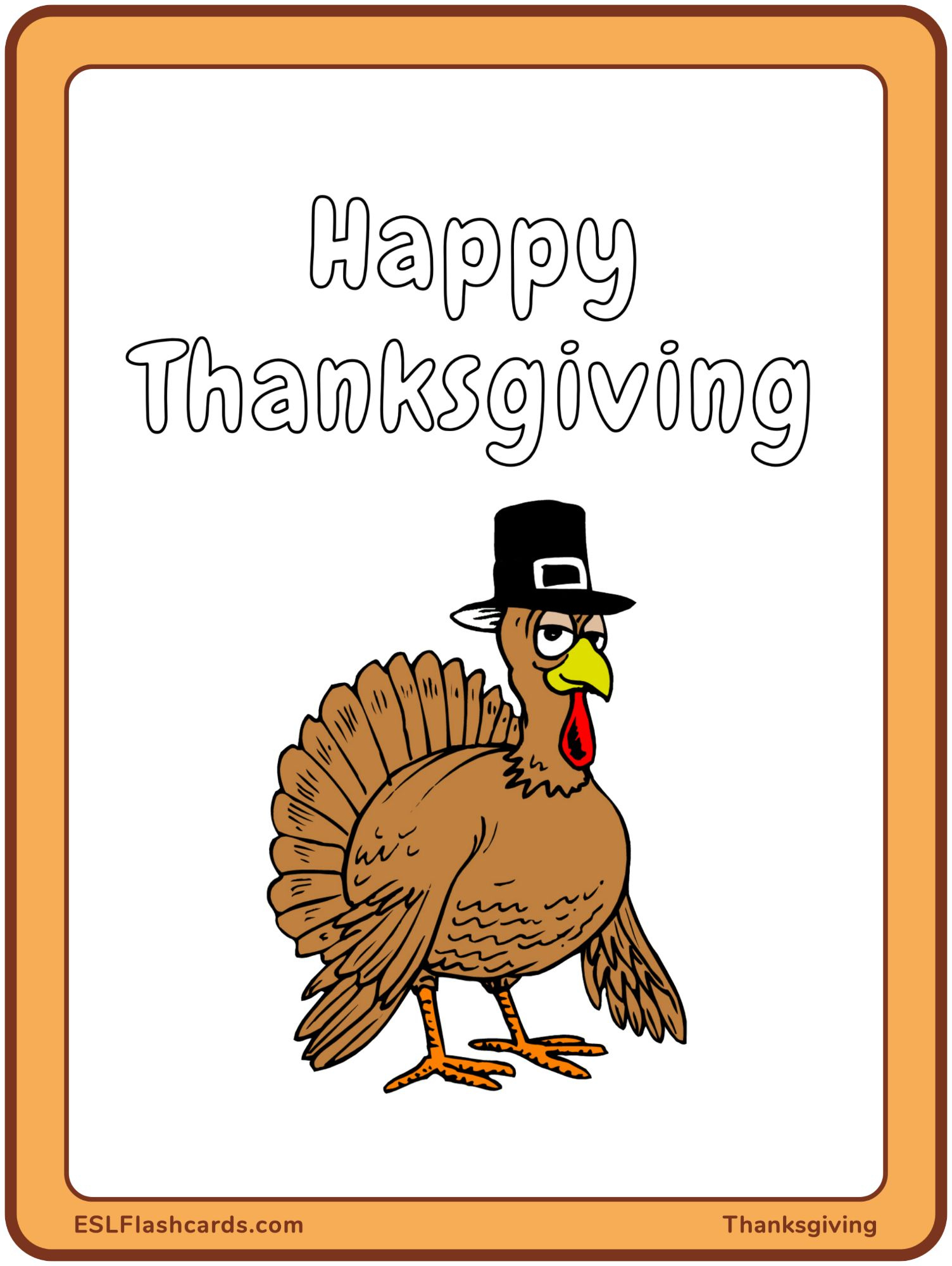 Happy Thanksgiving – Esl Flashcards with regard to Happy Thanksgiving Printable Card