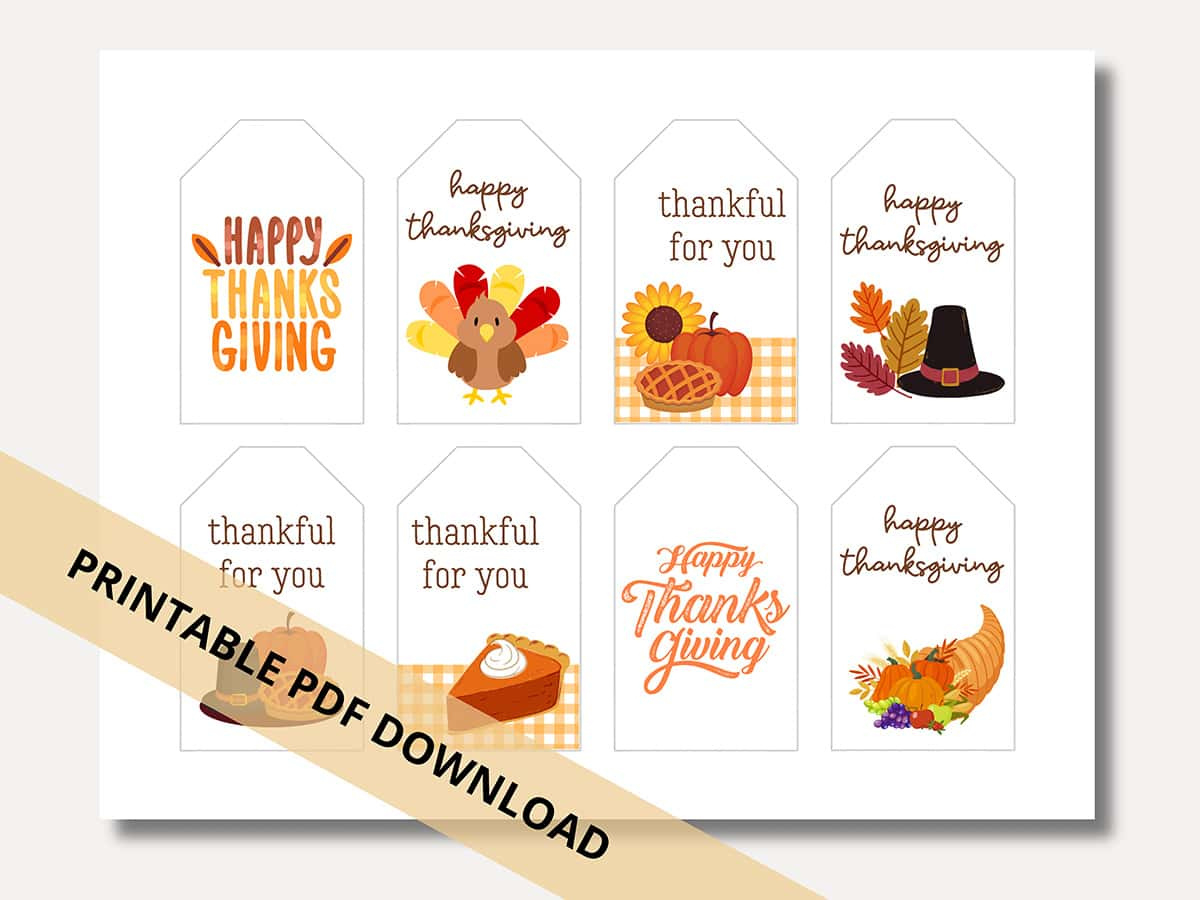Happy Thanksgiving Gift Tags: 8 Free Printable Tags - Aubree Originals pertaining to Happy Thanksgiving Tags Free Printable