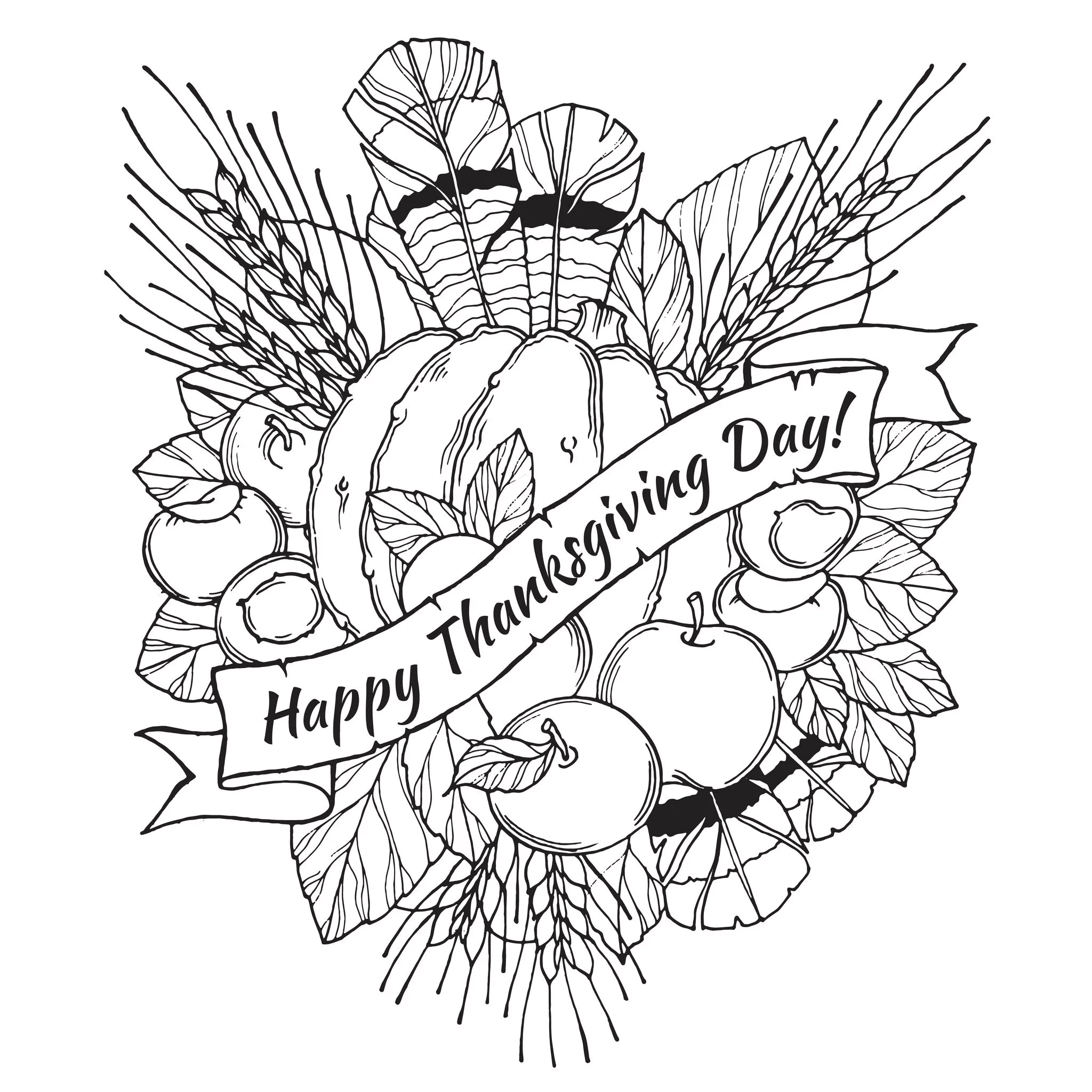 Happy Thanksgiving - Thanksgiving Coloring Pages For Adults intended for Printable Happy Thanksgiving Coloring Pages