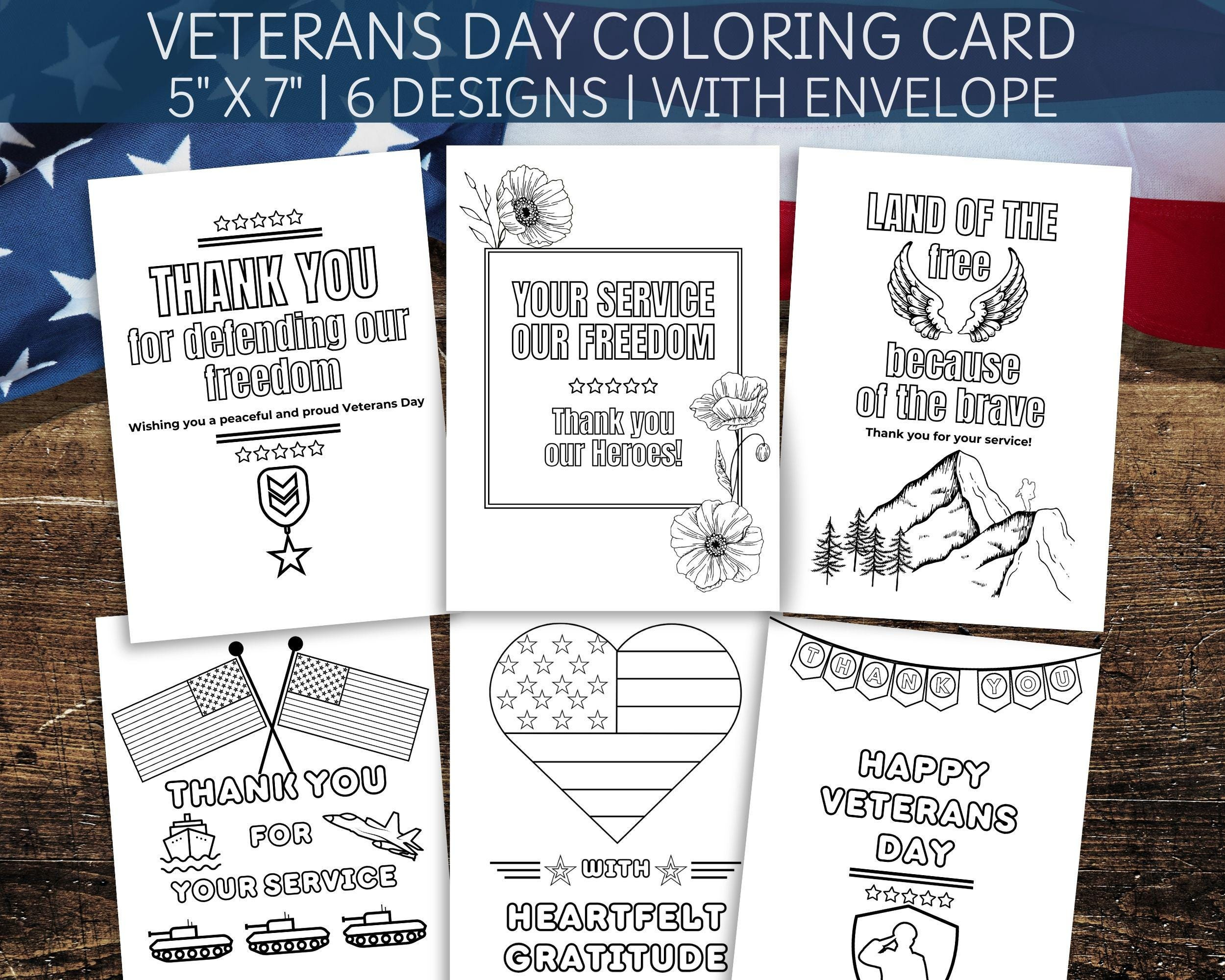 Happy Veterans Day Coloring Card, Thank You Veterans Day Craft with Happy Veterans Day Cards Printable