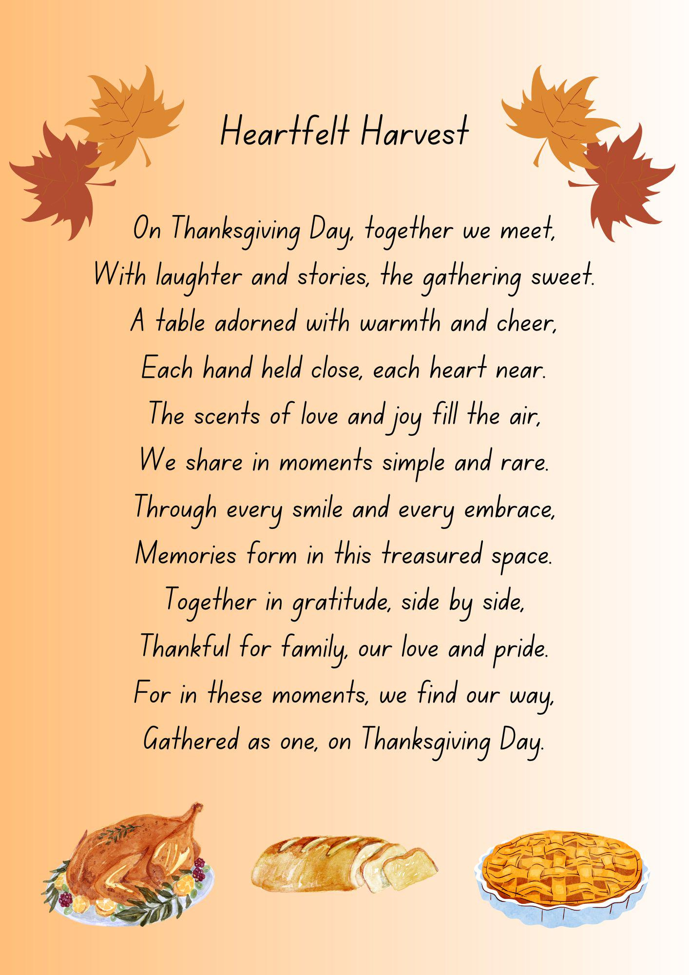 Heartfelt Harvest Thanksgiving Poem intended for Thanksgiving Church Poems