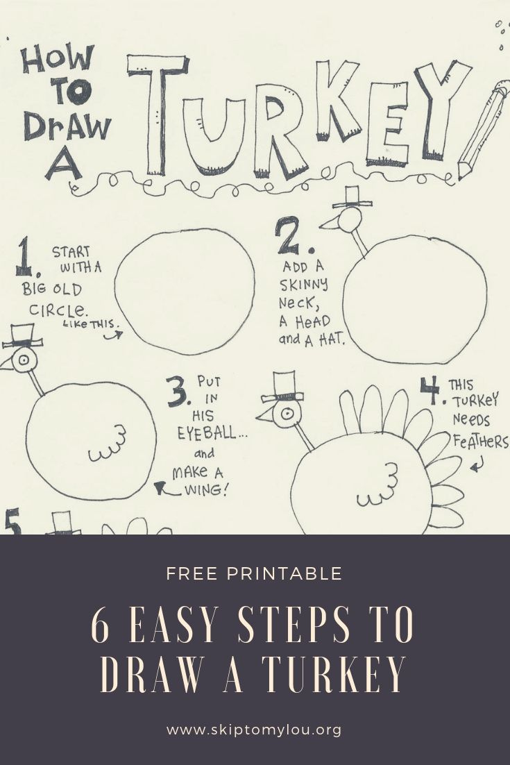 How To Draw A Turkey | Skip To My Lou in How To Draw A Turkey Printable