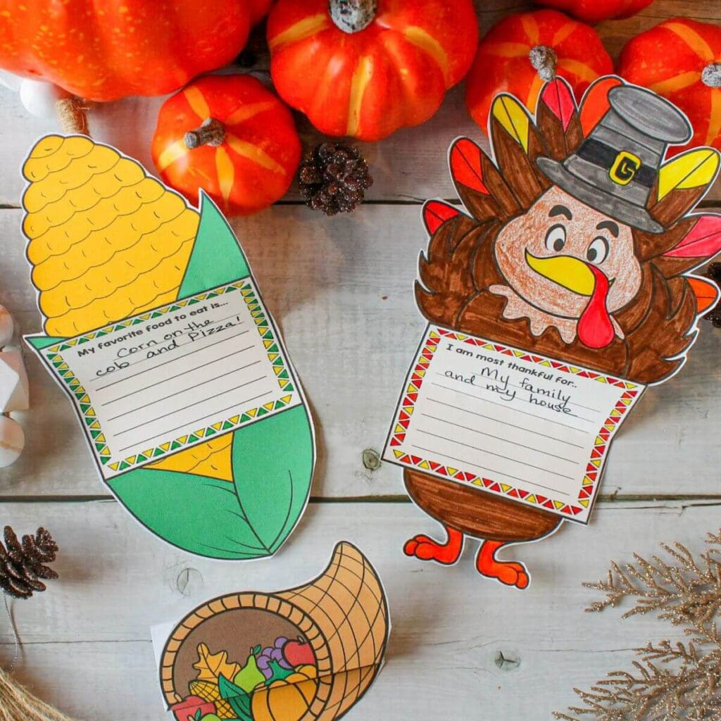 I Am Thankful For&amp;quot; Printables - Free Thanksgiving Writing Activities in Thanksgiving Craft Printables Free