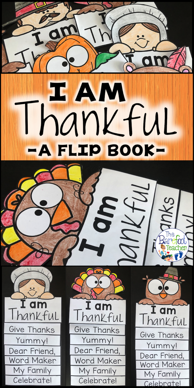 I Am Thankful Thanksgiving Flip Book &amp;amp; Other Activities | The inside I am Thankful For Books Printable