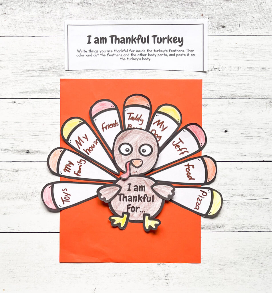 I Am Thankful Turkey Printable Craft Activity with Crayola Free Printable I am Thankful Turkey