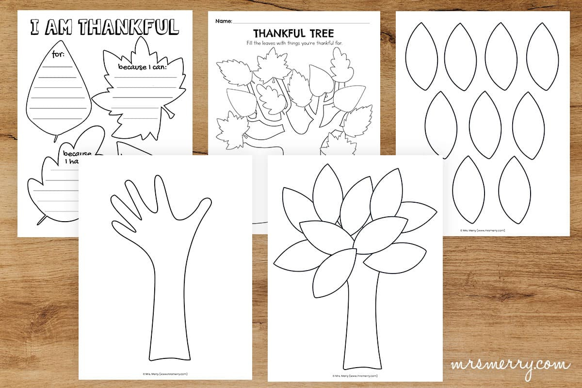 I Am Thankful Worksheet &amp;amp; Gratitude Tree Printables | Mrs. Merry for I am Thankful For Leaves Printable Free