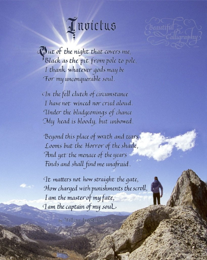 Invictus-Poem-Honoring-Soldiers ~ Beautiful Calligraphy for Inspirational Poems For Veterans Day