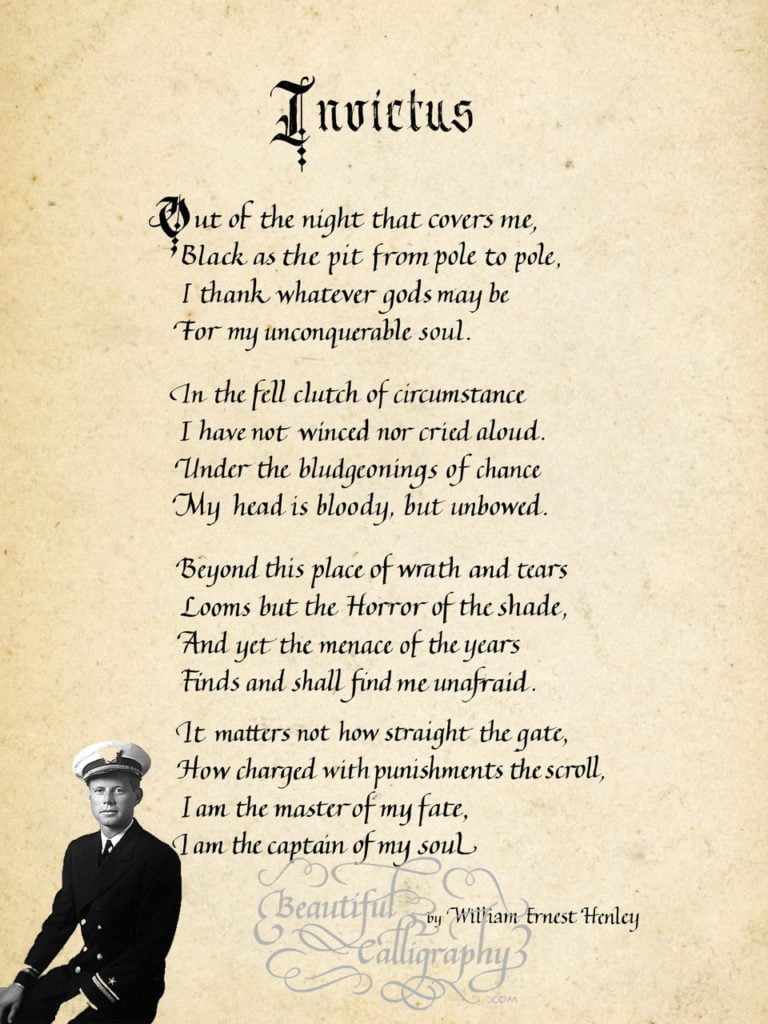 Invictus-Poem-Honoring-Soldiers ~ Beautiful Calligraphy pertaining to Famous Veterans Day Poems
