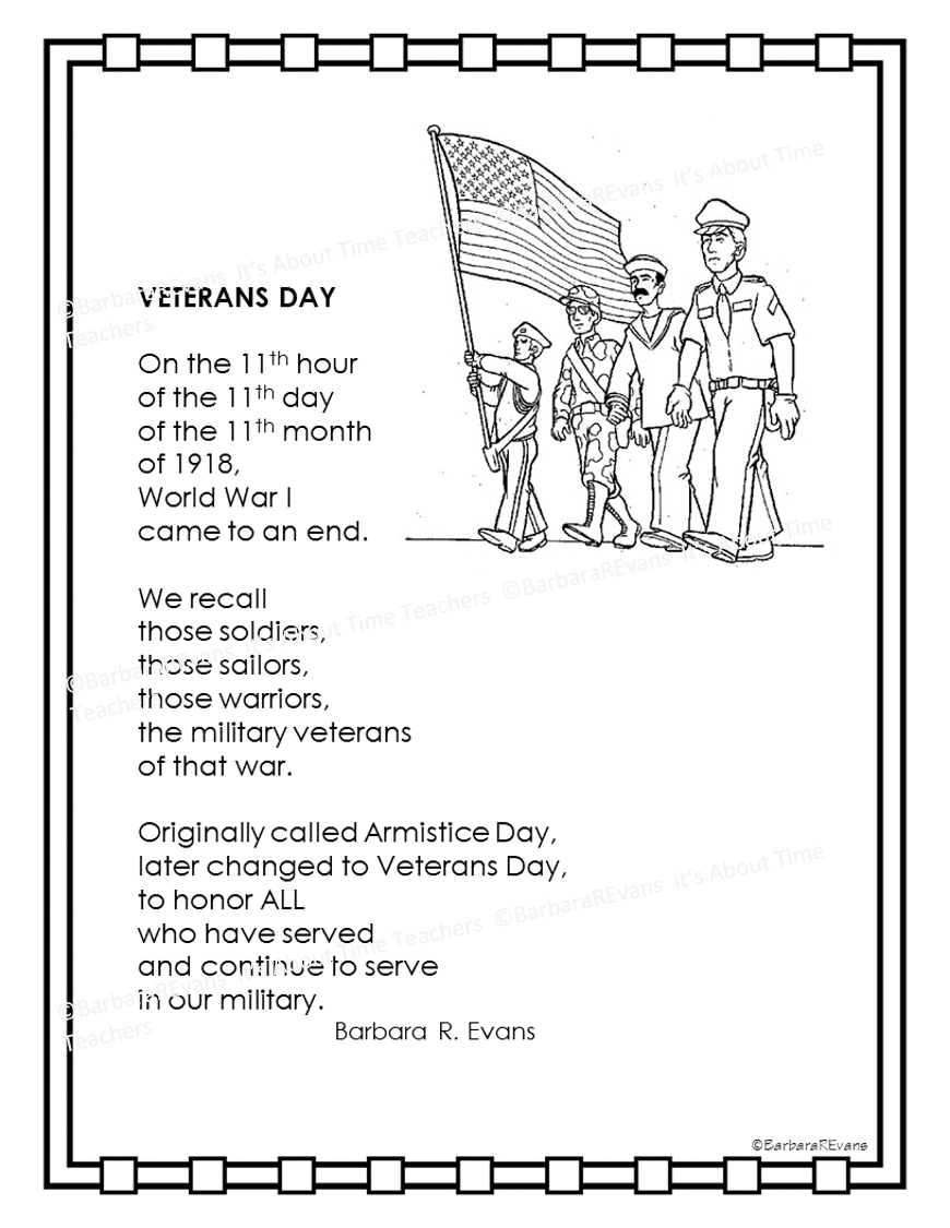 It&amp;#039;S About Time, Teachers!: November 2019 regarding Elementary Veterans Day Poem