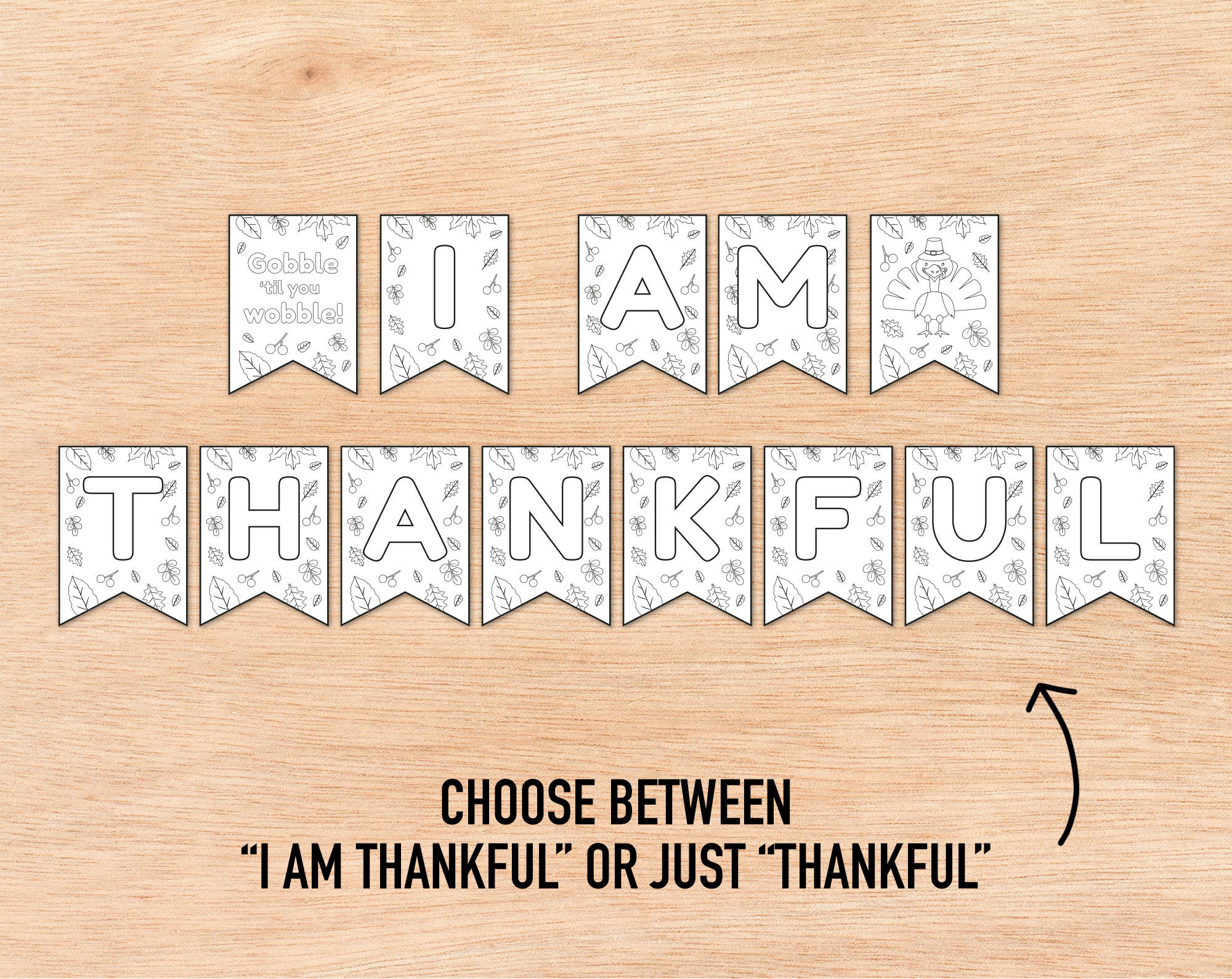 Kids Thanksgiving Activity, Color Your Own Printable Banner, I Am throughout I am Thankful For Printable Banner