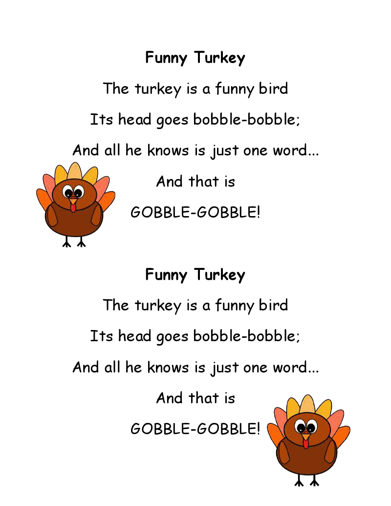 Literacy Minute: Turkey Poems For Thanksgiving regarding Funny Poems About Thanksgiving