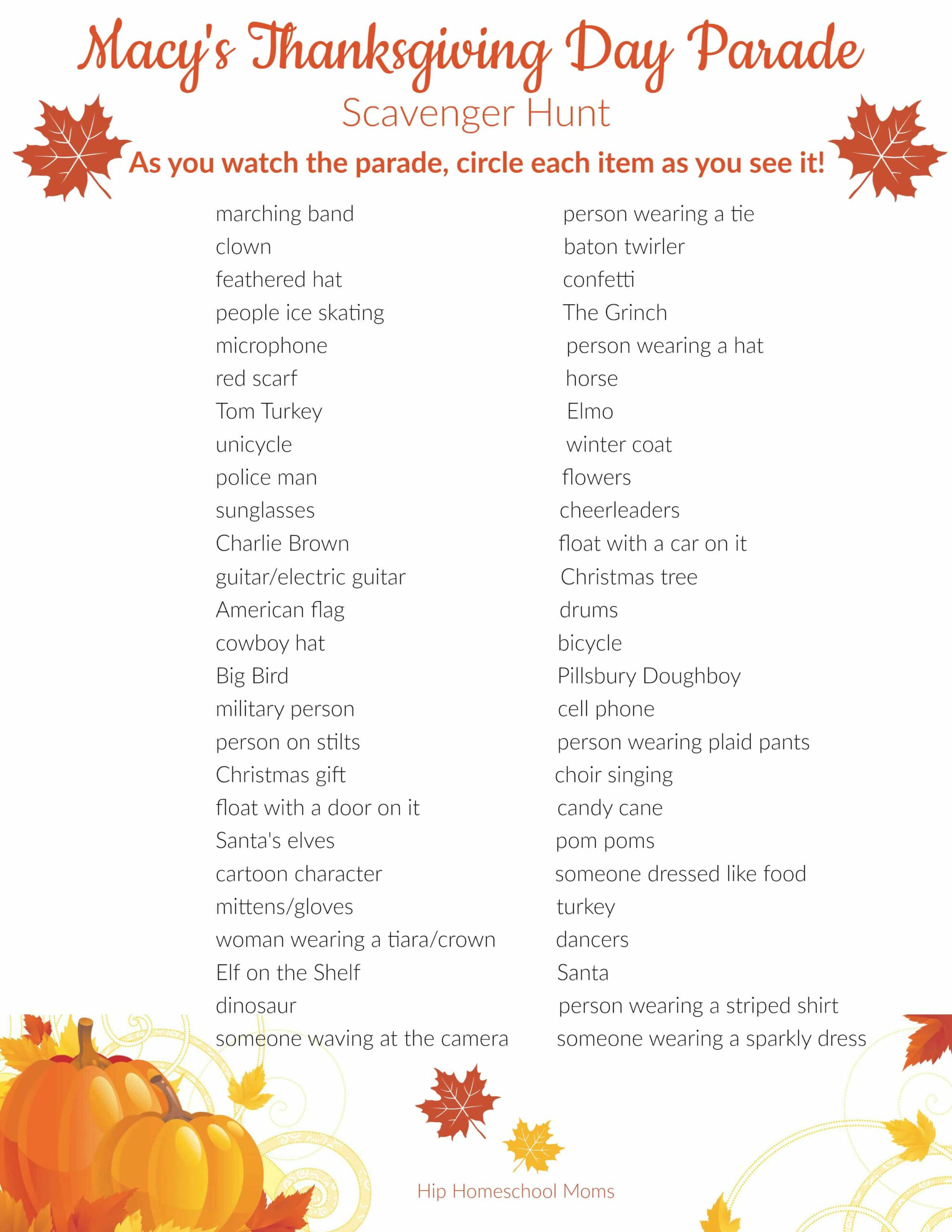 Macy&amp;#039;S Thanksgiving Day Parade Scavenger Hunt - Hip Homeschool Moms regarding Macy&amp;#039;S Thanksgiving Day Parade Printables