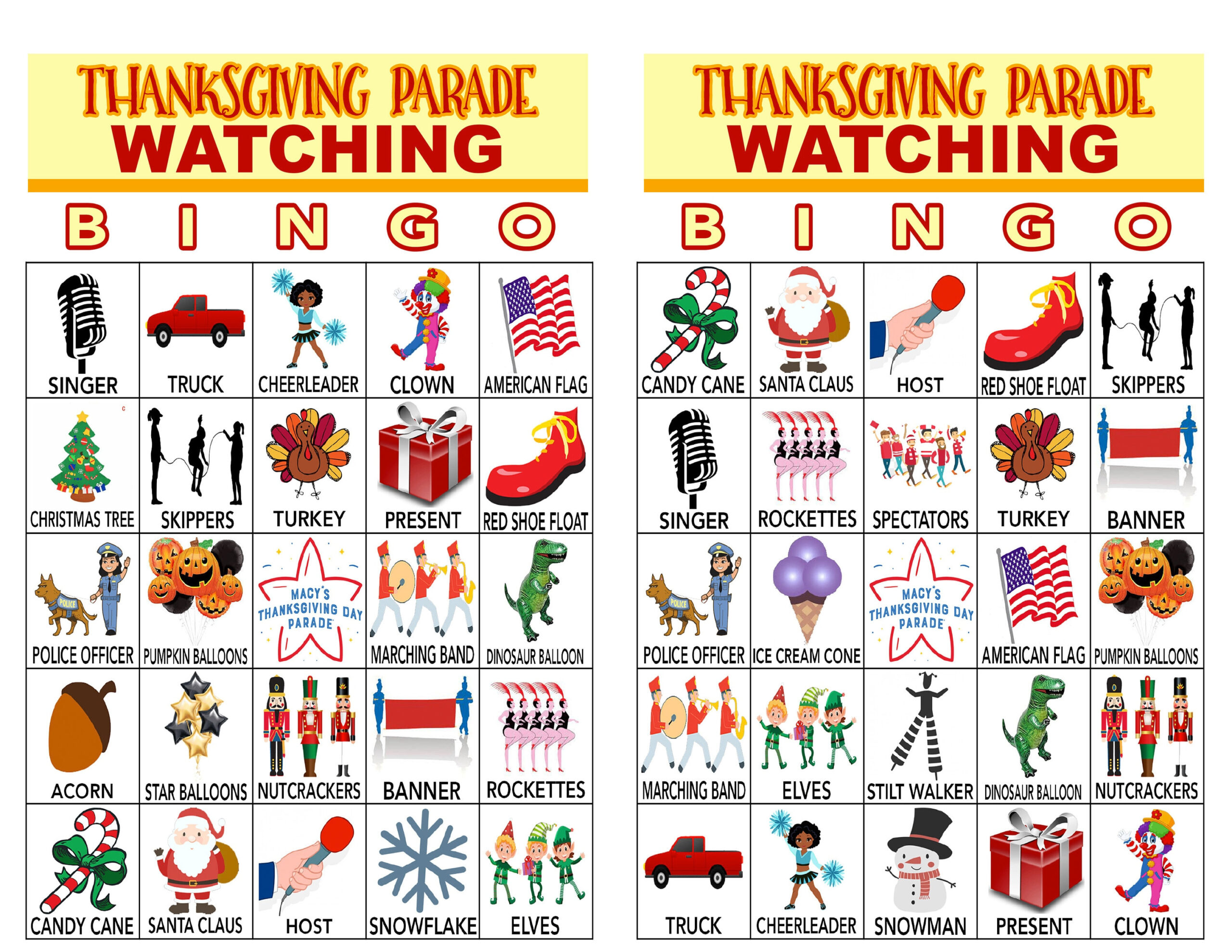 Macy&amp;#039;S Thanksgiving Parade Bingo, Bingo Games, Printable Games inside Thanksgiving Day Parade Bingo Printable
